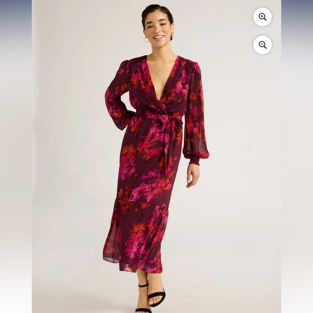 NWT! Sofia Jeans Women's Belted Cross Front Maxi Dress with Long Sleeves